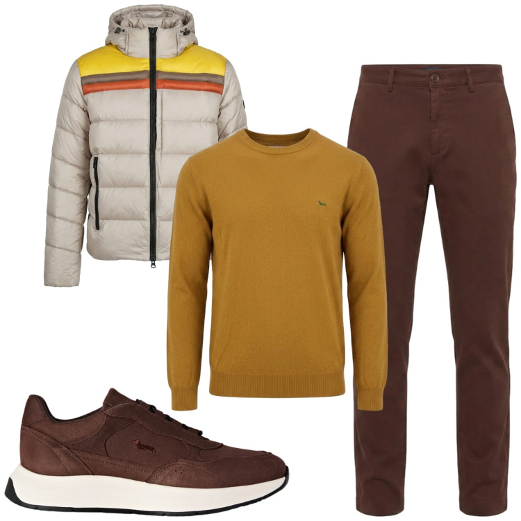 Outfit uomo - Total look #2478567. Stile Urban per Tutti i giorni. Abbinamento con sneakers, pantaloni, maglieria, piumini.