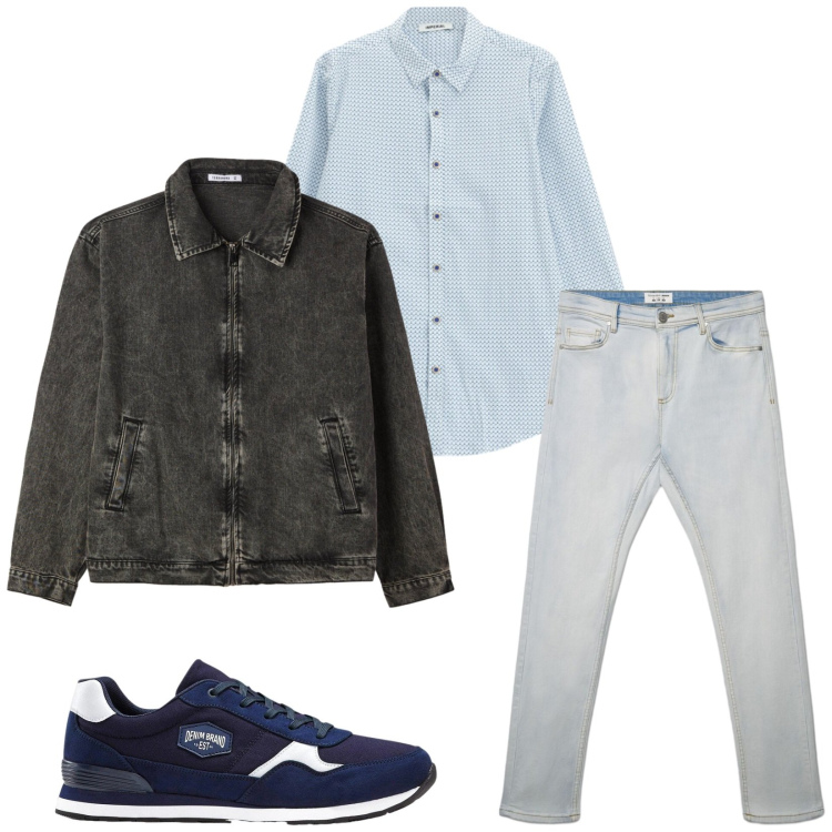 Outfit uomo - Total look #2478570. Stile Casual per Tutti i giorni. Abbinamento con camicie, jeans skinny, cappotti, sneakers.