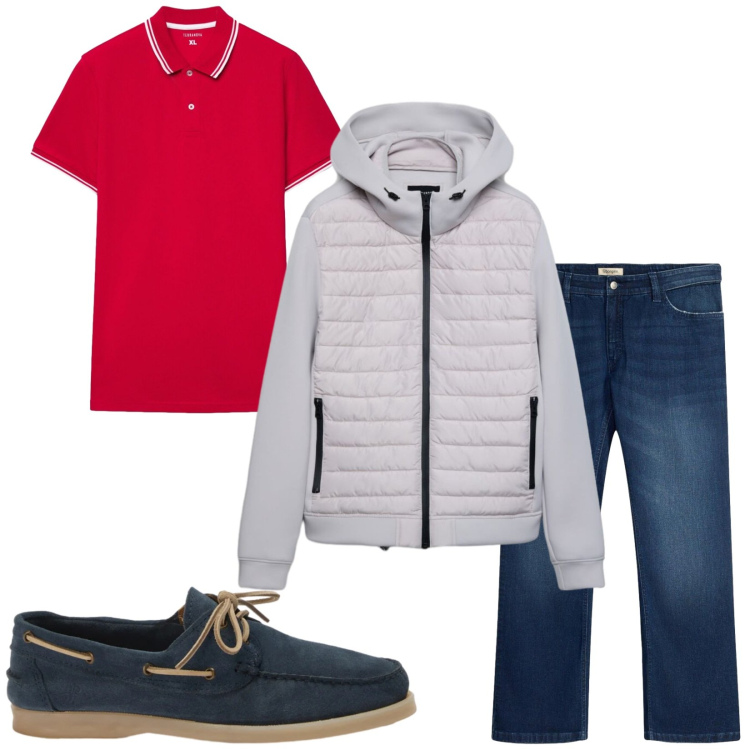 Outfit uomo - Total look #2478574. Stile Casual per Tutti i giorni. Abbinamento con scarpe stringate, polo, giacche, jeans bootcut.