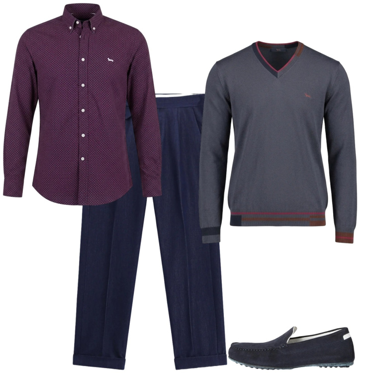 Outfit uomo - Total look #2478579. Stile Casual per Serata speciale. Abbinamento con camicie, maglieria, scarpe stringate, pantaloni.