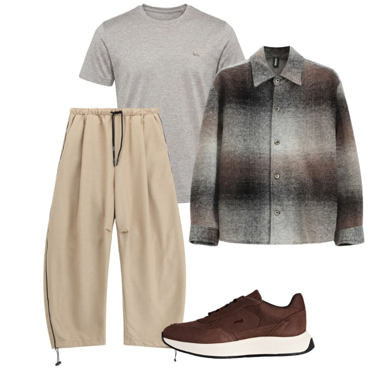 Outfit uomo - Fine settimana. Stile Casual per Tutti i giorni. Abbinamento con sneakers, t-shirt, pantaloni, cappotti.