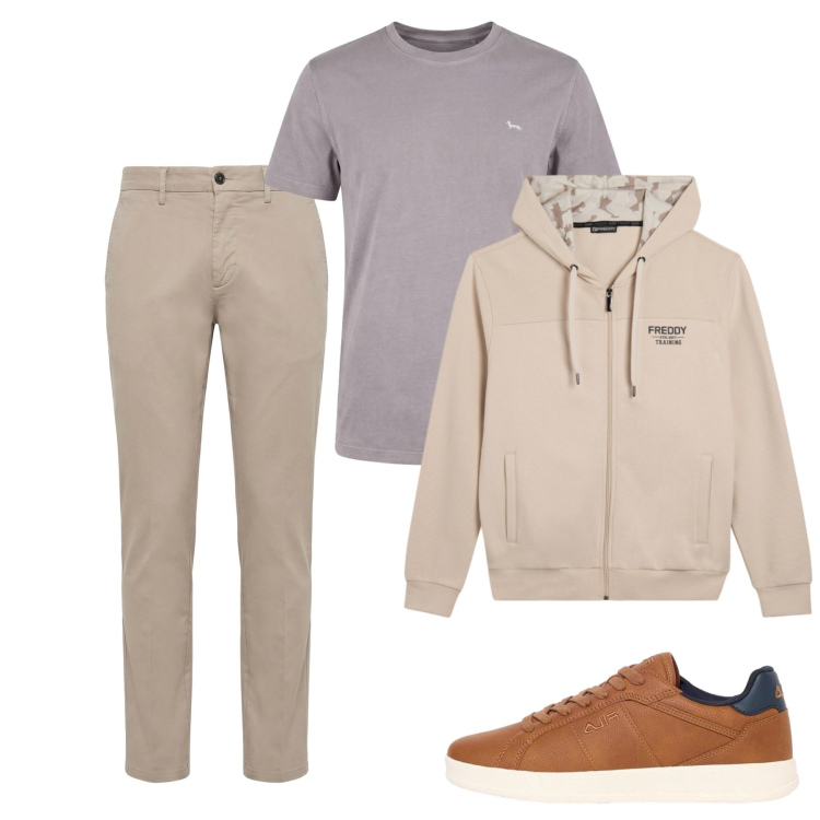 Outfit uomo - Settembre. Stile Casual per Tutti i giorni. Abbinamento con pantaloni, t-shirt, felpe con cappuccio, sneakers.