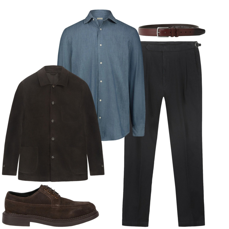 Outfit uomo - City. Stile Urban per Tutti i giorni. Abbinamento con cinture, pantaloni, camicie, scarpe stringate, cappotti.