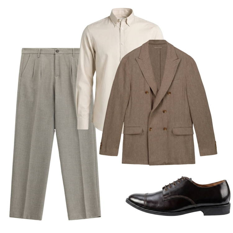 Outfit uomo - Settembre. Stile Casual per Tutti i giorni. Abbinamento con camicie, pantaloni, giacche, scarpe stringate.