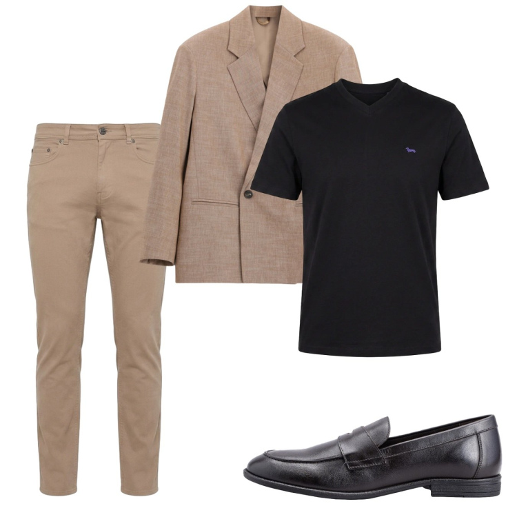 Outfit uomo - Settembre. Stile Casual per Tutti i giorni. Abbinamento con pantaloni, t-shirt, giacche, scarpe stringate.
