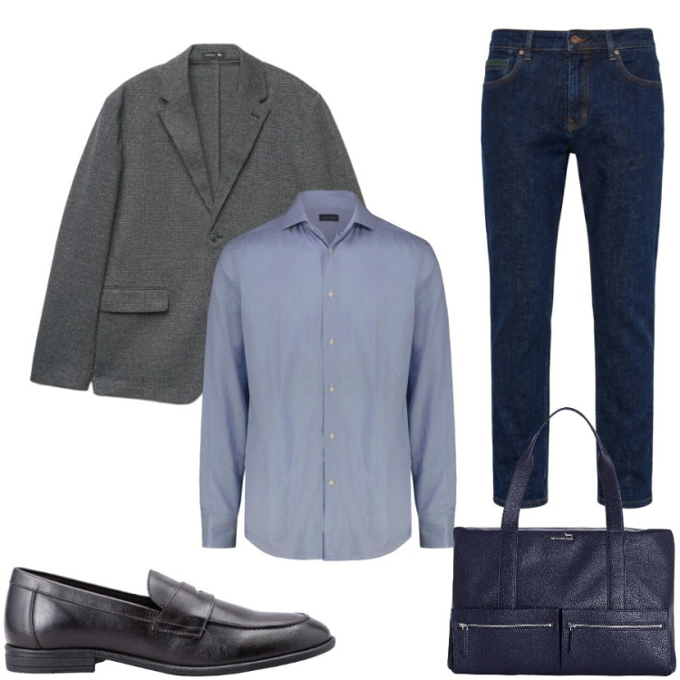Outfit uomo - Total look #2478649. Stile Business/Elegante per Ufficio. Abbinamento con borse sportive, jeans, camicie, scarpe stringate, giacche.