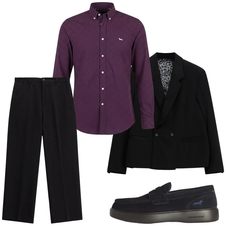 Outfit uomo - Serata. Stile Trendy per Serata speciale. Abbinamento con scarpe stringate, camicie, giacche, pantaloni.