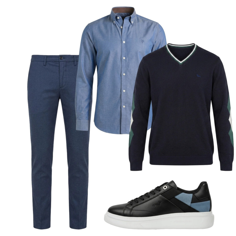 Outfit uomo - Settembre. Stile Casual per Tutti i giorni. Abbinamento con maglieria, camicie, pantaloni, sneakers.