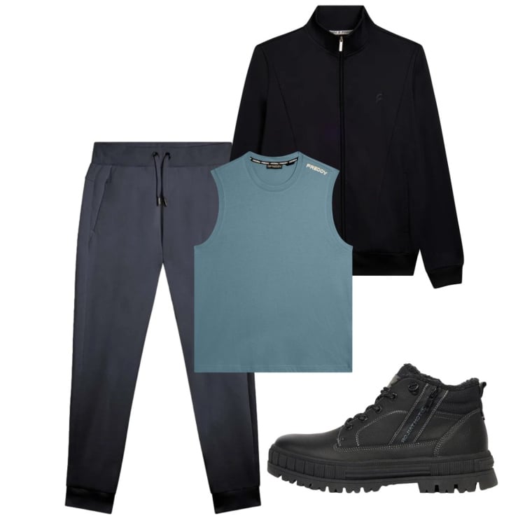 Outfit uomo - Settembre. Stile Casual per Tutti i giorni. Abbinamento con pantaloni, bomber, canottiere, stivali e stivaletti.