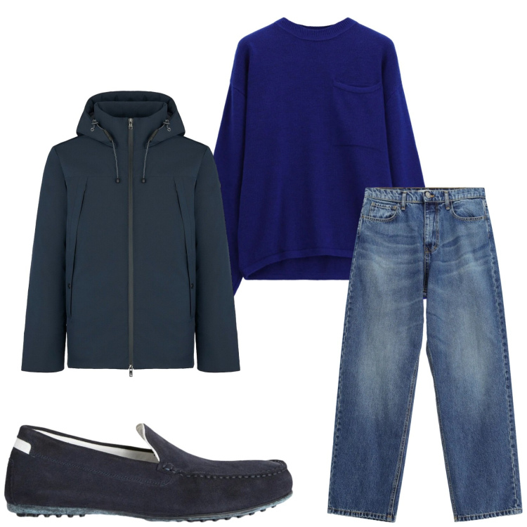 Outfit uomo - Total look #2478683. Stile Casual per Tutti i giorni. Abbinamento con scarpe stringate, jeans, maglieria, eskimo.