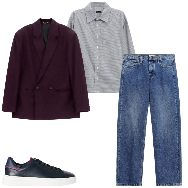 Outfit uomo - Total look #2478696. Stile Trendy per Ufficio. Abbinamento con sneakers, camicie, jeans, giacche.