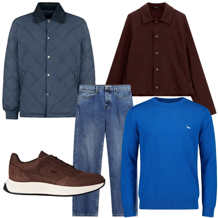 Outfit uomo - Colori d'autunno. Stile Casual per Tutti i giorni. Abbinamento con sneakers, pullovers, camicie, jeans, giacche.