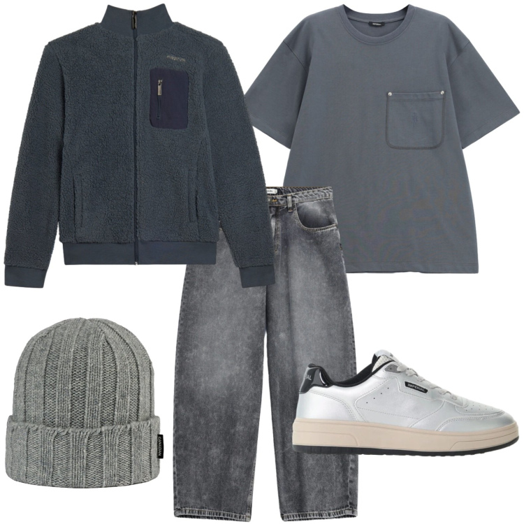 Outfit uomo - Look streetwear. Stile Casual per Tutti i giorni. Abbinamento con jeans, sneakers, t-shirt, felpe, berretti.