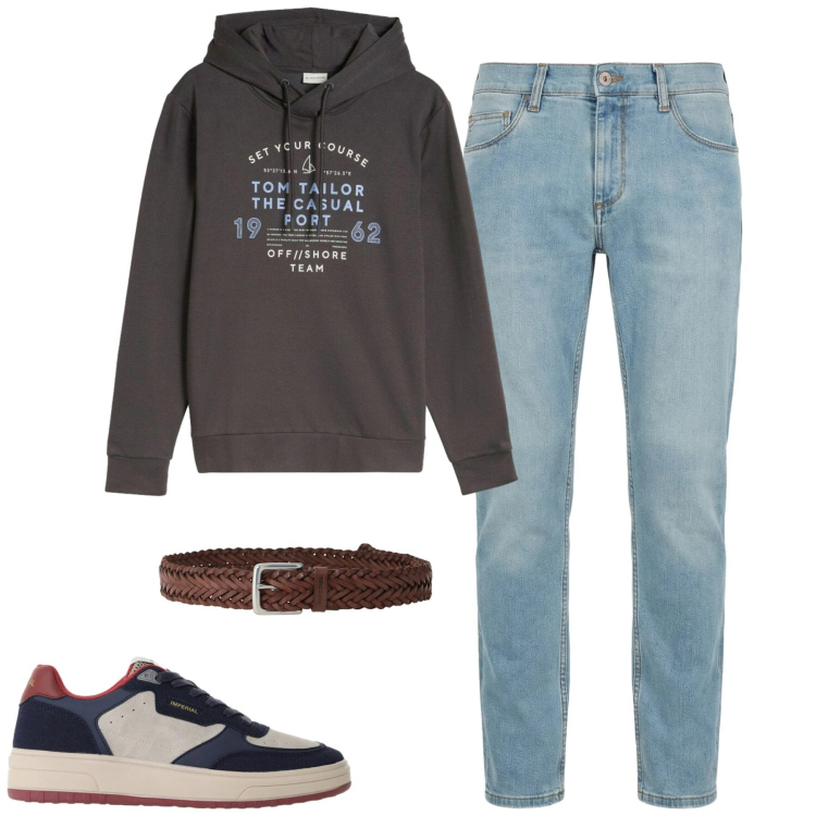 Outfit uomo - Settembre. Stile Casual per Tutti i giorni. Abbinamento con jeans slim fit, sneakers, cinture, felpe con cappuccio.