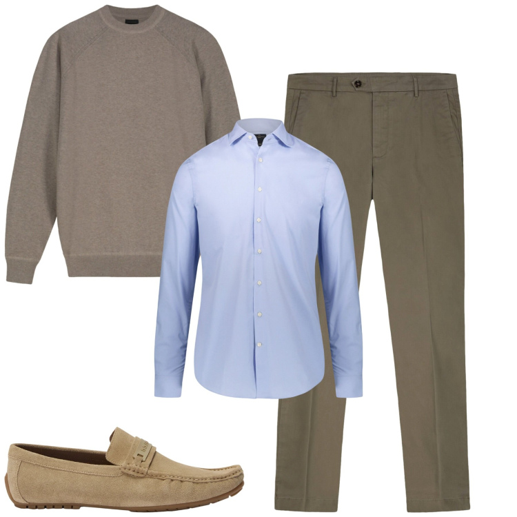 Outfit uomo - Total look #2478767. Stile Urban per Tutti i giorni. Abbinamento con scarpe stringate, camicie, maglieria, pantaloni chino.