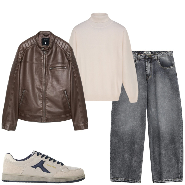 Outfit uomo - City. Stile Casual per Tutti i giorni. Abbinamento con jeans, sneakers, pullovers, giacche.