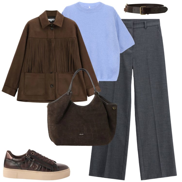 Outfit donna - City. Stile Casual chic per Tutti i giorni. Abbinamento con sneakers, pantaloni, maglieria, cappotti, borse a spalla, cinture.