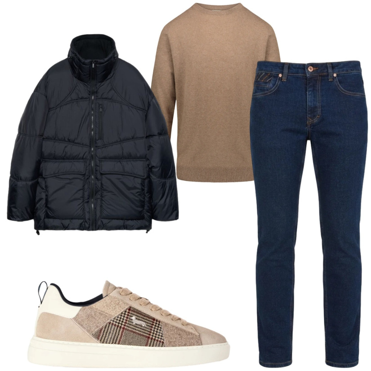 Outfit uomo - Total look #2478808. Stile Casual per Tutti i giorni. Abbinamento con sneakers, jeans, maglieria, giacche.