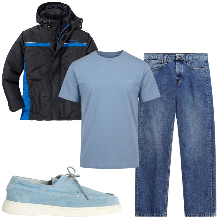 Outfit uomo - Total look #2478809. Stile Casual per Tutti i giorni. Abbinamento con t-shirt, scarpe stringate, jeans, giacche.