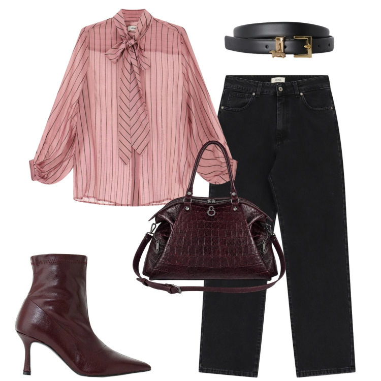 Outfit donna - City. Stile Casual chic per Tutti i giorni. Abbinamento con cinture, stivaletti, jeans dritti, camicie, shopping bag.