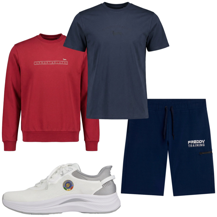 Outfit uomo - Total look #2478857. Stile Casual per Sport. Abbinamento con t-shirt, felpe, scarpe sportive, bermuda.
