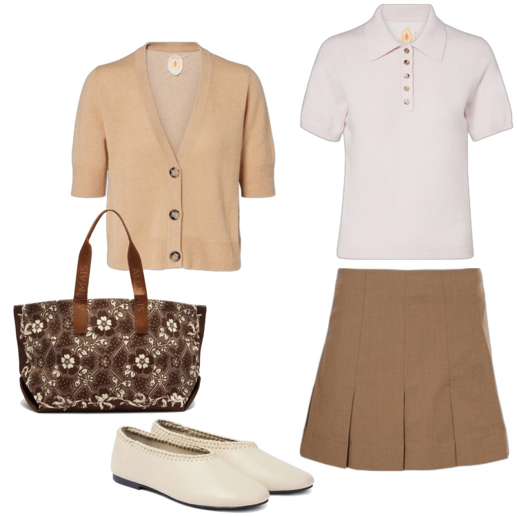 Outfit femme - Jupe plissée. Style Romantique pour Tous les jours. Assortir avec minijupes, sac cabas, ballerines, polos, gilets.