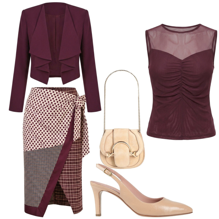 Outfit donna - Gonna pareo. Stile Chic per Cerimonia. Abbinamento con marsupi, décolleté, gonne longuette, blazer, canottiere.