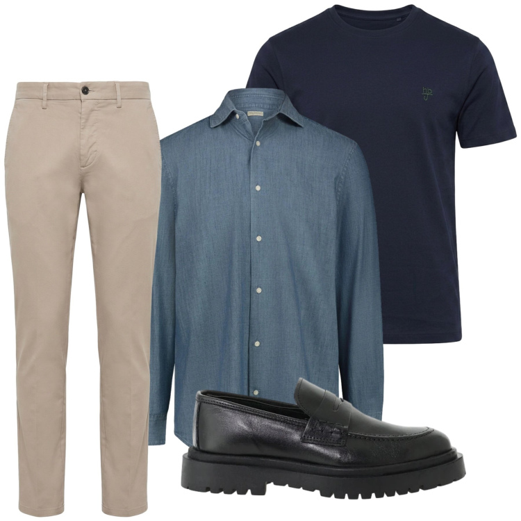 Outfit uomo - Total look #2479053. Stile Casual per Tutti i giorni. Abbinamento con t-shirt, pantaloni, scarpe stringate, camicie.