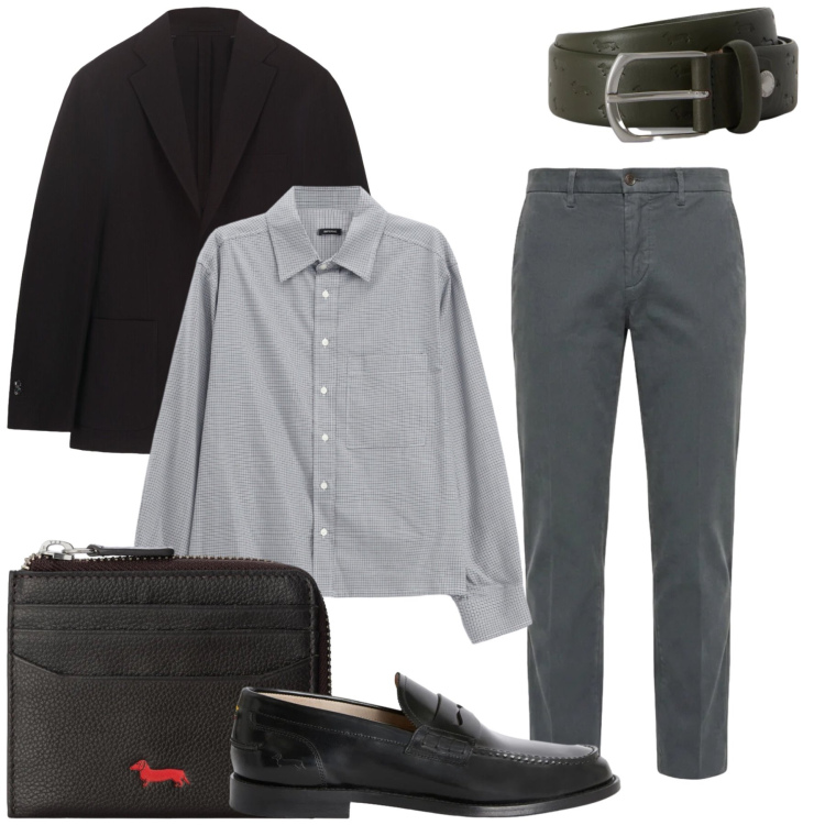 Outfit uomo - Total look #2479058. Stile Business/Elegante per Ufficio. Abbinamento con pantaloni, cinture, portafogli, scarpe stringate, camicie, giacche.