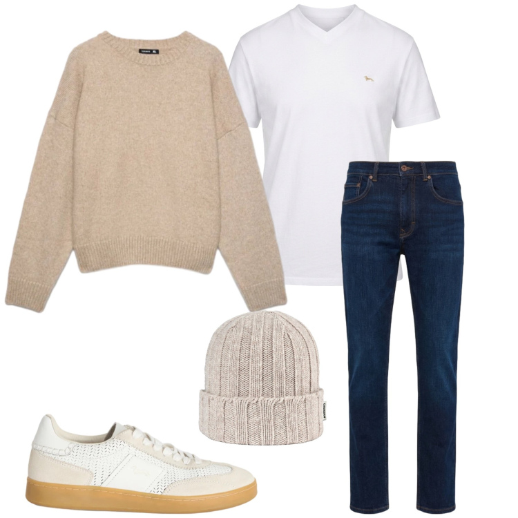 Outfit uomo - Total look #2479067. Stile Business/Elegante per Tutti i giorni. Abbinamento con t-shirt, sneakers, jeans, cappelli, maglieria.
