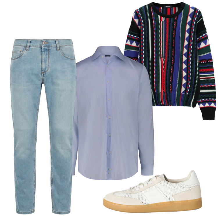 Outfit uomo - Total look #2479069. Stile Casual per Tutti i giorni. Abbinamento con sneakers, jeans slim fit, maglieria, camicie.