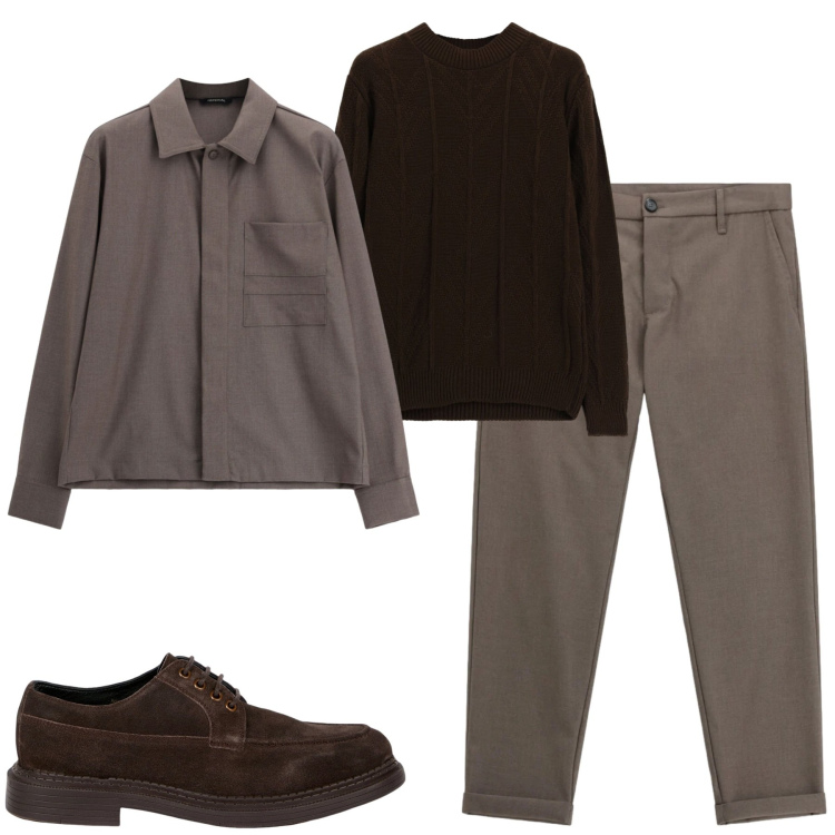 Outfit uomo - Imperial. Stile Casual per Tutti i giorni. Abbinamento con cappotti, pantaloni, maglieria, scarpe stringate.
