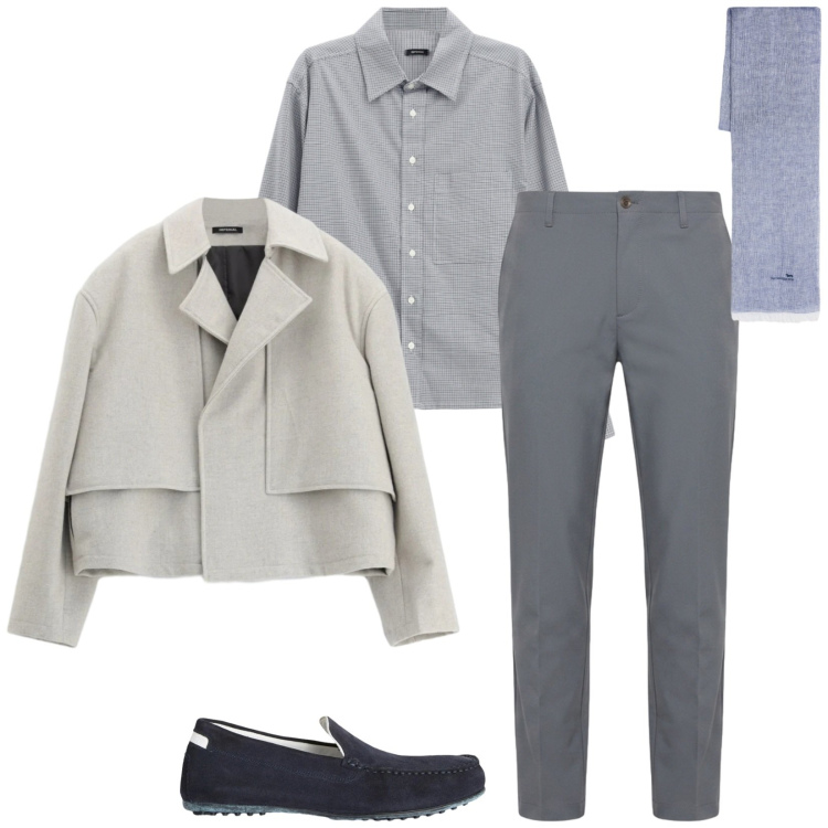 Outfit uomo - Total look #2479095. Stile Business/Elegante per Serata speciale. Abbinamento con pantaloni, scarpe stringate, sciarpe, camicie, giacche.