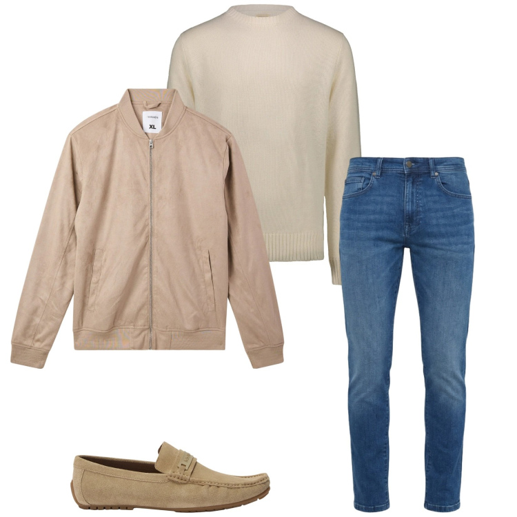 Outfit uomo - Total look #2479096. Stile Trendy per Serata speciale. Abbinamento con scarpe stringate, jeans slim fit, maglieria, bomber.
