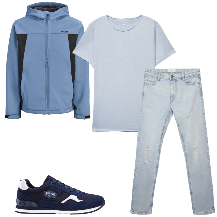 Outfit uomo - Total look #2479098. Stile Casual per Tutti i giorni. Abbinamento con jeans strappati, t-shirt, sneakers, giacche.