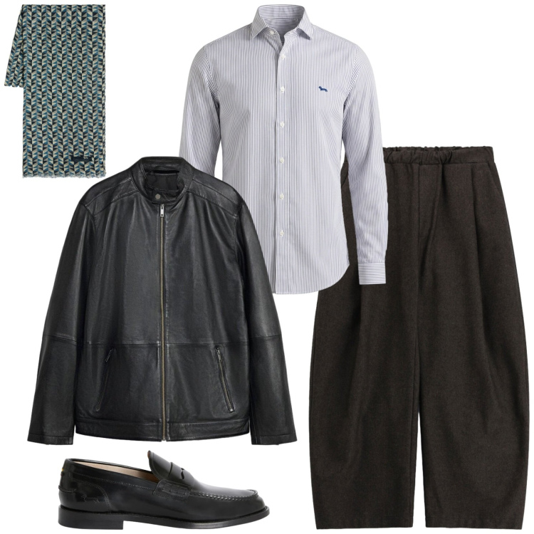 Outfit uomo - Total look #2479104. Stile Trendy per Serata speciale. Abbinamento con camicie, sciarpe, scarpe stringate, pantaloni, giacche.