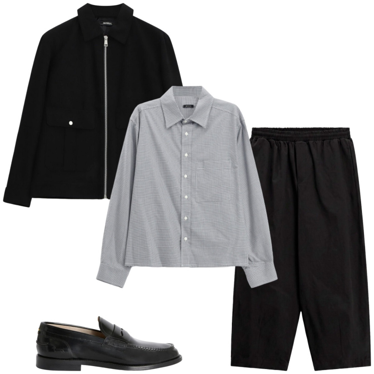 Outfit uomo - Total look #2479105. Stile Trendy per Serata speciale. Abbinamento con scarpe stringate, camicie, pantaloni a palazzo, cappotti.