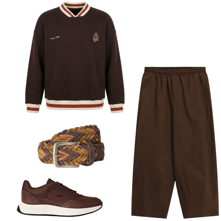 Outfit uomo - Total look #2479106. Stile Casual per Tutti i giorni. Abbinamento con sneakers, cinture, felpe, pantaloni a palazzo.