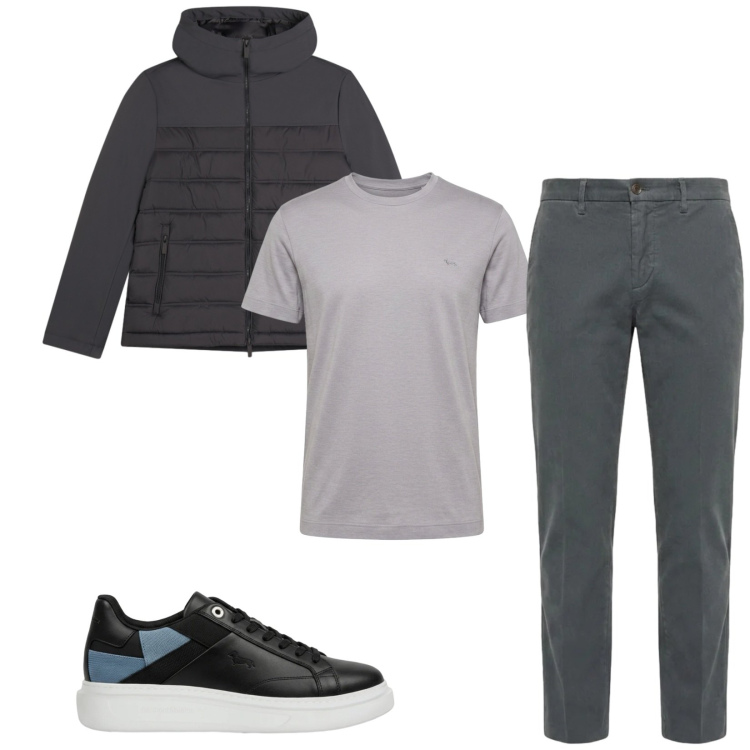 Outfit uomo - Total look #2479108. Stile Casual per Tutti i giorni. Abbinamento con t-shirt, pantaloni, sneakers, piumini.