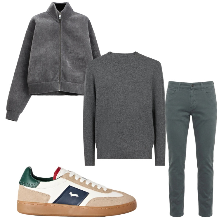 Outfit uomo - Total look #2479127. Stile Casual per Tutti i giorni. Abbinamento con jeans slim fit, sneakers, bomber, maglieria.