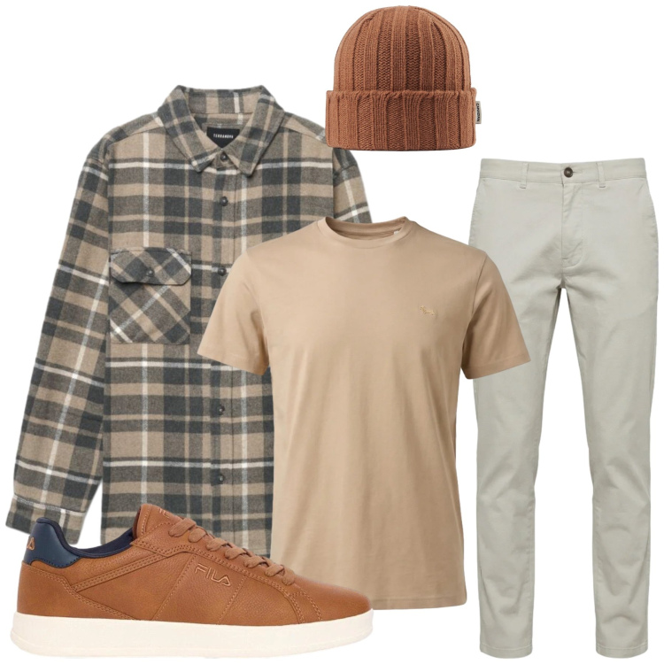 Outfit uomo - Total look #2479146. Stile Casual per Tutti i giorni. Abbinamento con t-shirt, pantaloni, berretti, camicie, sneakers.