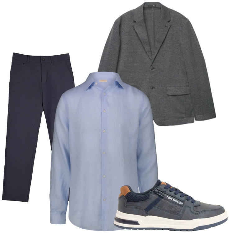 Outfit uomo - Total look #2479148. Stile Urban per Tutti i giorni. Abbinamento con camicie, pantaloni chino, giacche, sneakers.