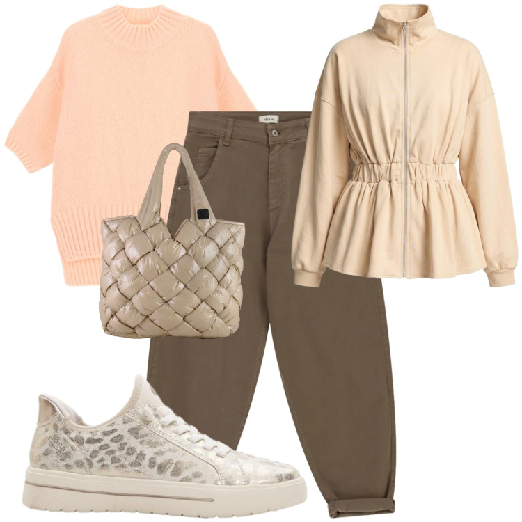 Outfit donna - Sneakers. Stile Casual per Tutti i giorni. Abbinamento con sneakers, maglieria, felpe, pantaloni, borse tote.