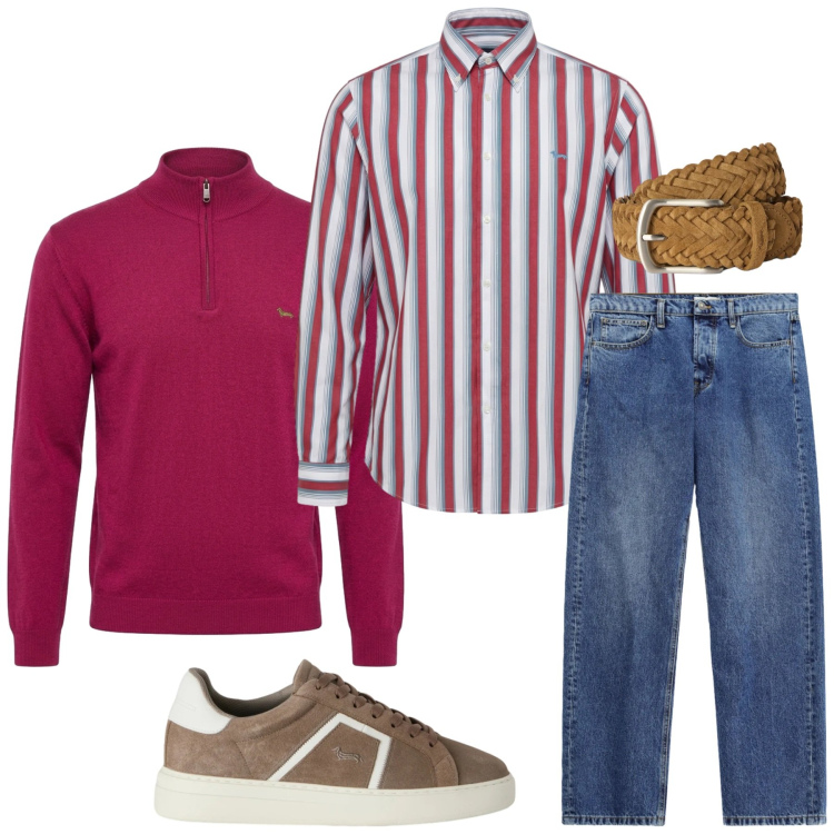 Outfit uomo - Total look #2479190. Stile Trendy per Serata speciale. Abbinamento con cinture, sneakers, maglieria, camicie, jeans.