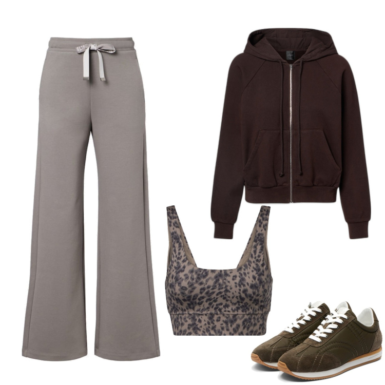 Outfit femme - Casual sport. Style Casual pour Sport. Assortir avec pantalons de sport, sweats à capuche, sneakers, hauts de sport.