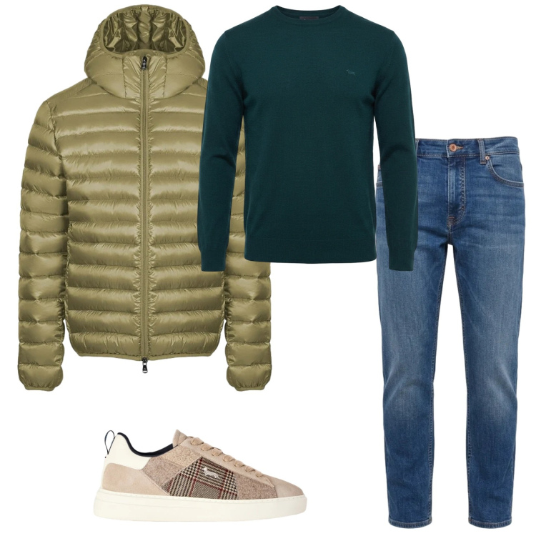Outfit uomo - Total look #2479221. Stile Casual per Tutti i giorni. Abbinamento con jeans, sneakers, maglieria, bomber.