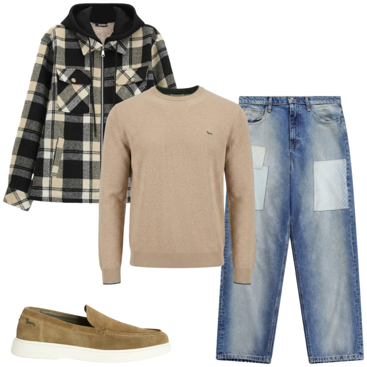 Outfit uomo - Total look #2479226. Stile Casual per Tutti i giorni. Abbinamento con maglieria, scarpe stringate, jeans, cappotti.