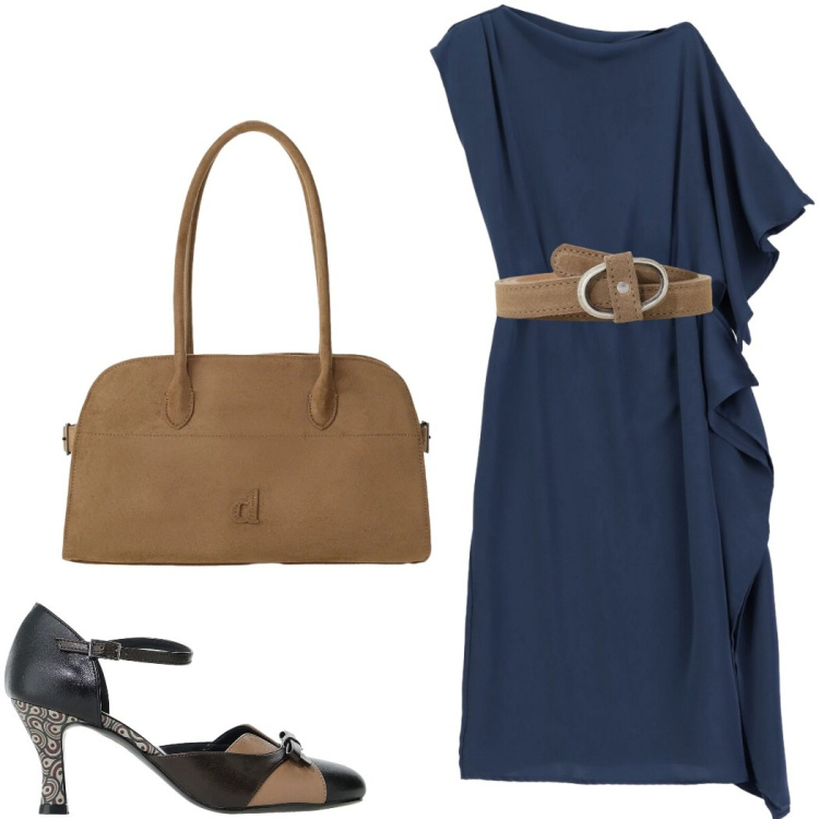 Outfit donna - Dixie FW 26. Stile Chic per Serata fuori. Abbinamento con borse a spalla, cinture, vestiti asimmetrici, décolleté.