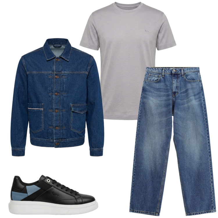 Outfit uomo - Total look #2479253. Stile Casual per Tutti i giorni. Abbinamento con t-shirt, sneakers, giacche, jeans.