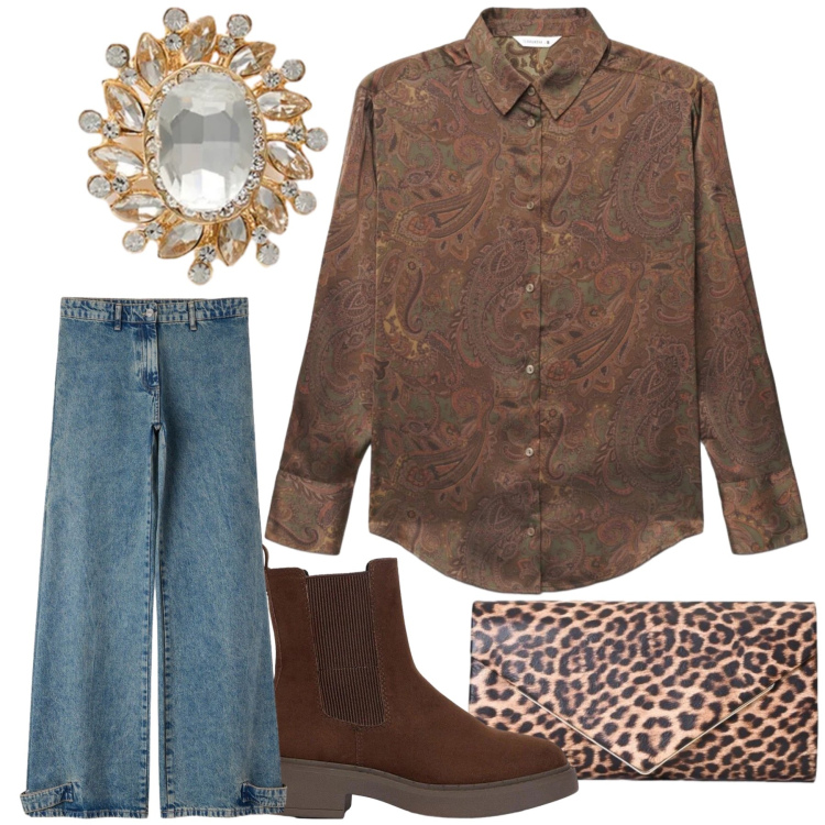 Outfit donna - Total look #2479254. Stile Casual chic per Tutti i giorni. Abbinamento con stivaletti, jeans, camicie, pochette, blazer.